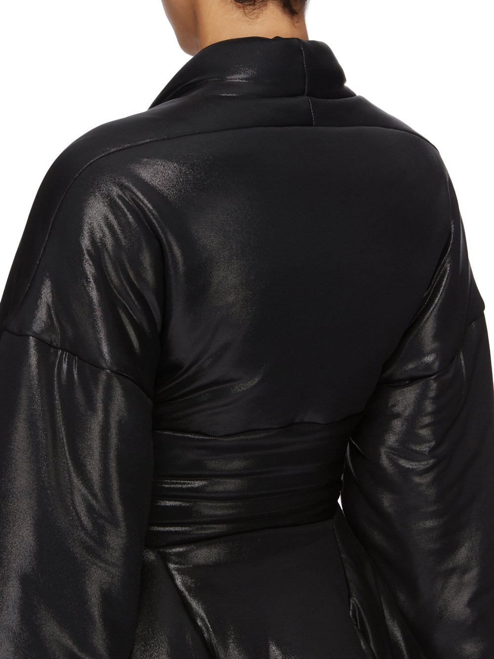 RICK OWENS LILIES FW23 LUXOR TOMMYWING JKT IN BLACK GLOSSY VISCOSE JERSEY