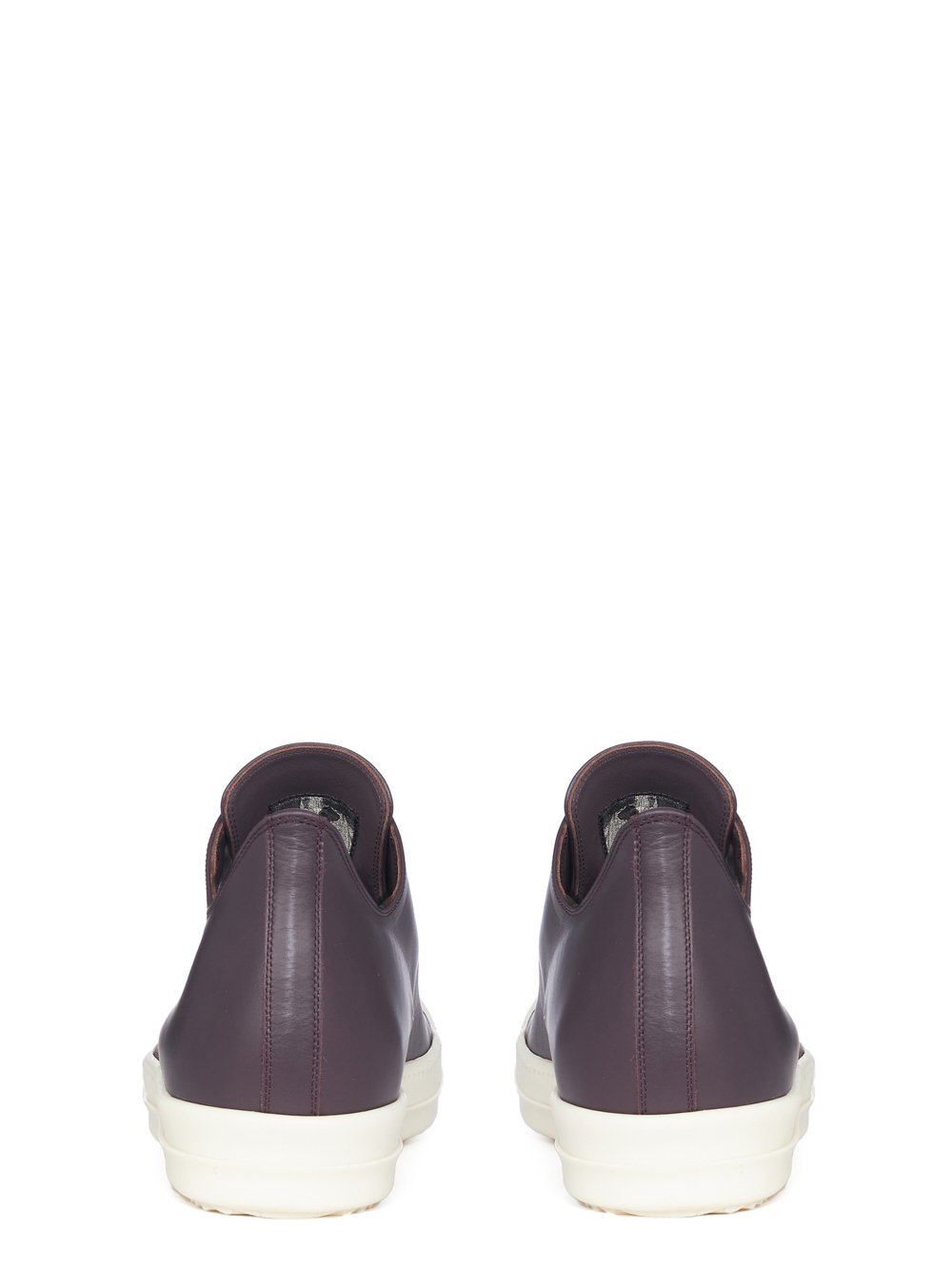 RICK OWENS FW23 LUXOR LOW SNEAKS IN AMETHYST AND MILK CORTINA GREASE CALF LEATHER