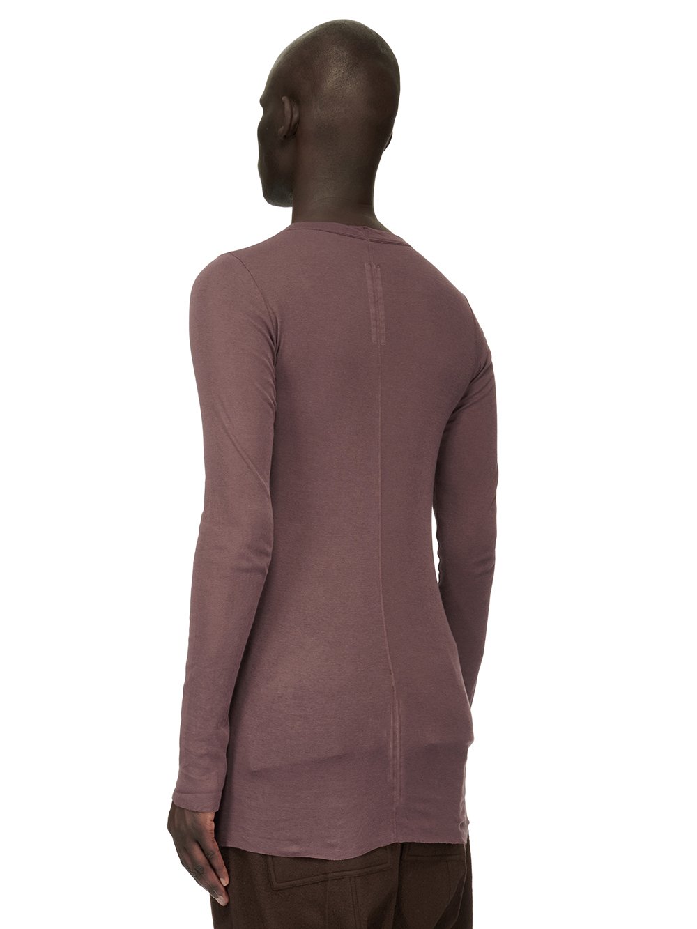 RICK OWENS FW23 LUXOR RIB LS T IN BROWN MINI RIB JERSEY