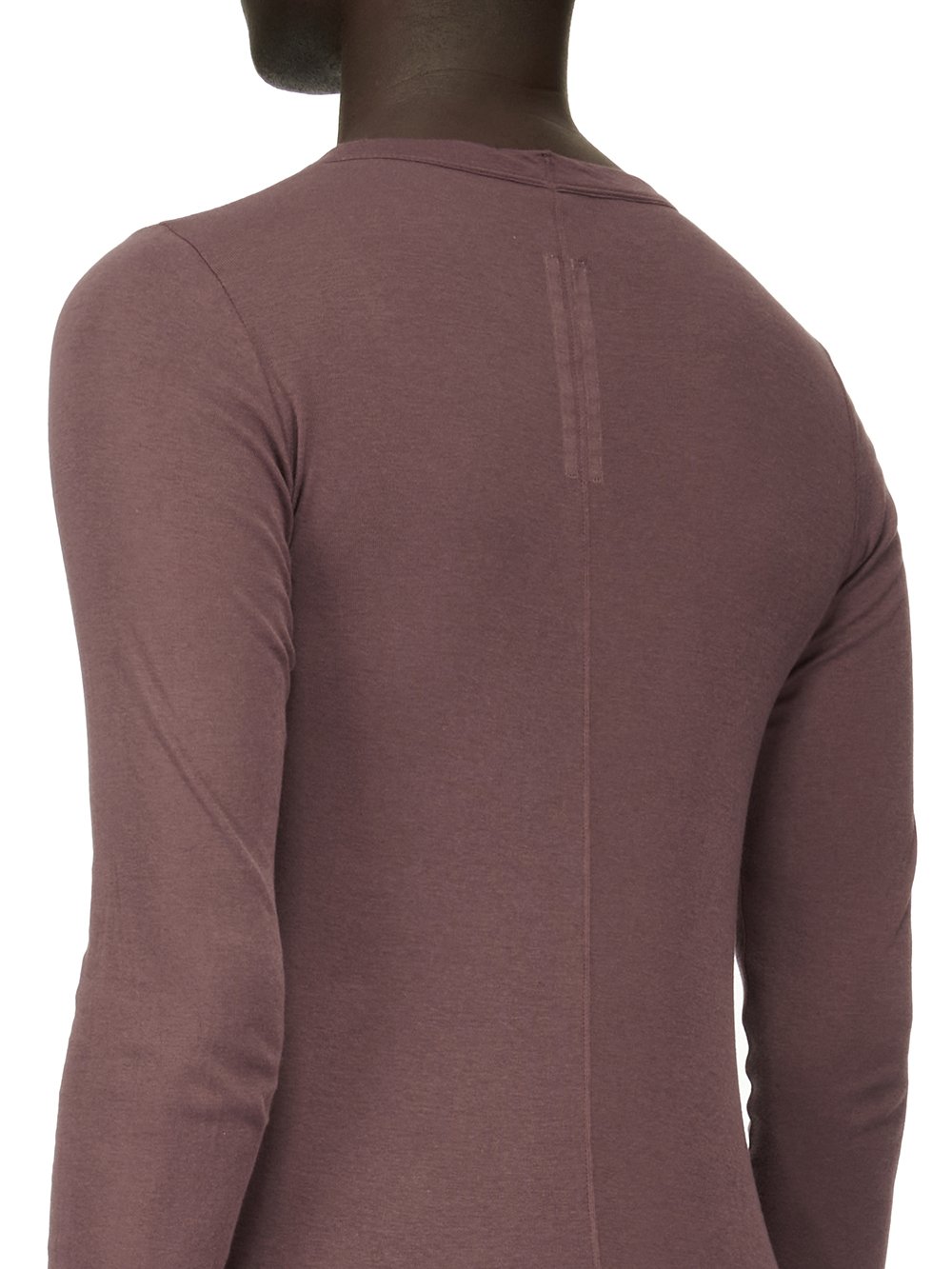 RICK OWENS FW23 LUXOR RIB LS T IN BROWN MINI RIB JERSEY