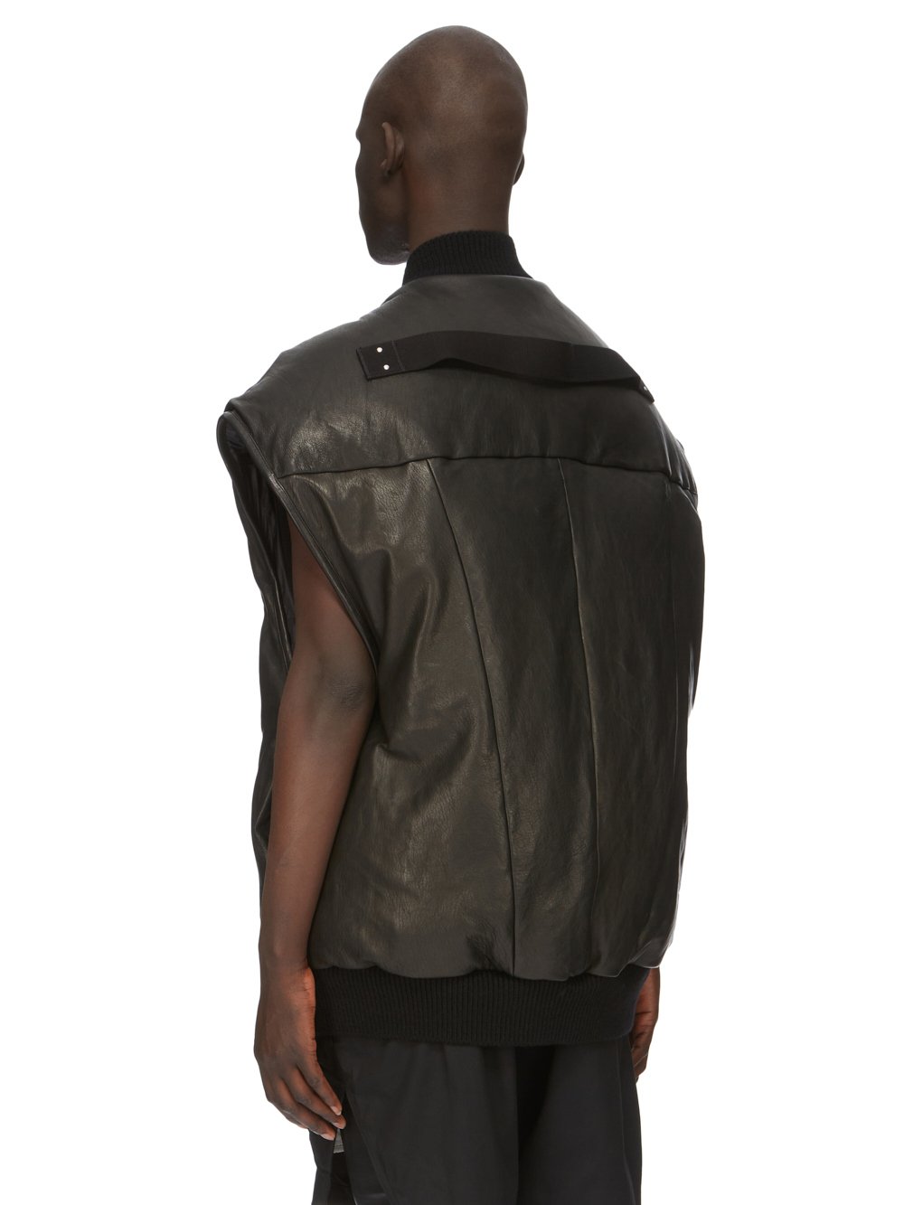 RICK OWENS FW23 LUXOR RUNWAY JUMBO FLIGHT VEST IN BLACK VEG NAPPA LAMB