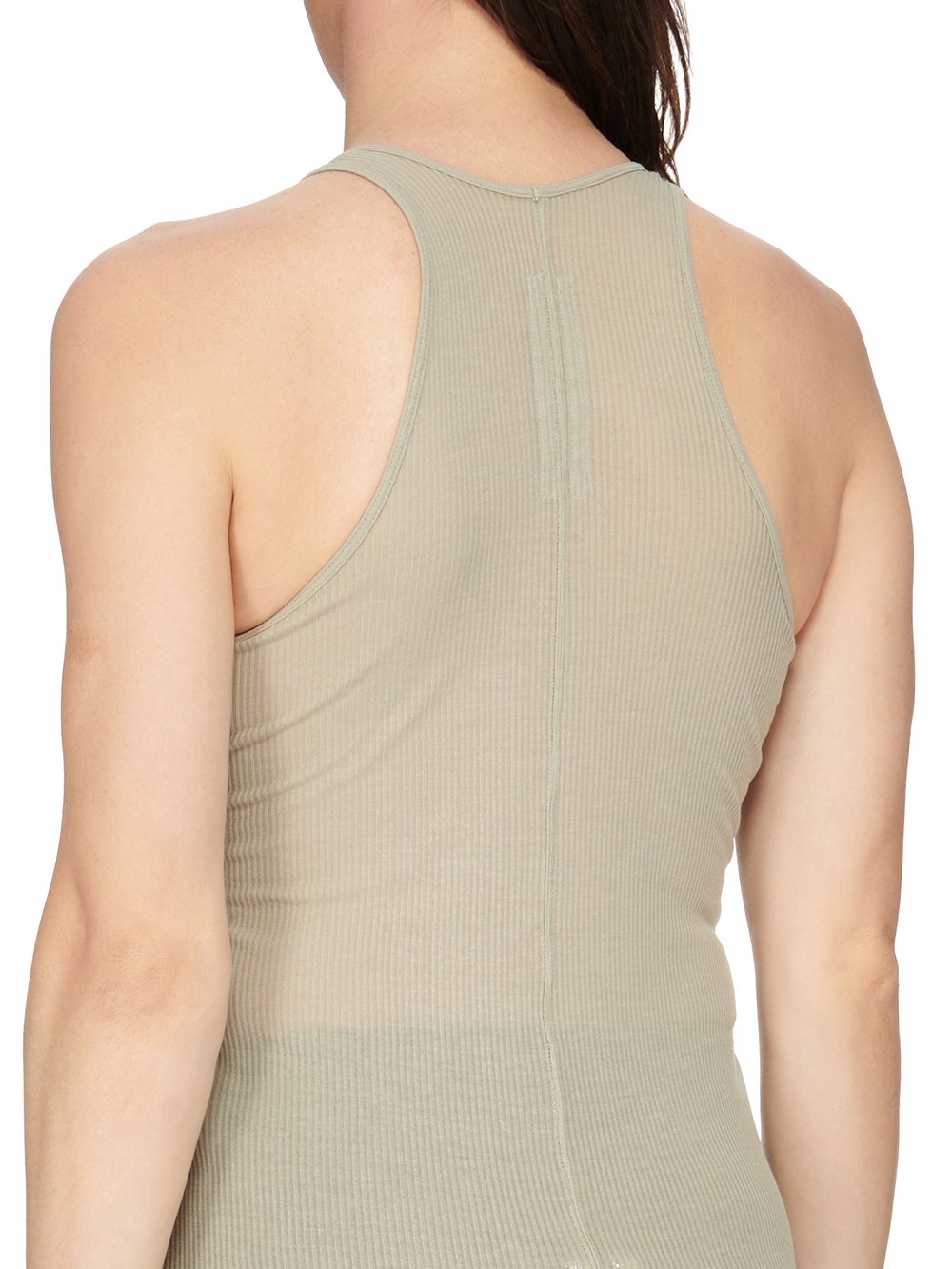 RICK OWENS FW23 LUXOR BASIC RIB TANK IN PEARL VISCOSE SILK RIB JERSEY