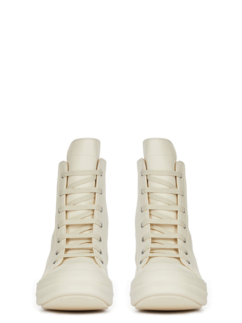 RICK OWENS FW23 LUXOR SNEAKERS IN MILK WHITE FULL GRAIN CALF LEATHER