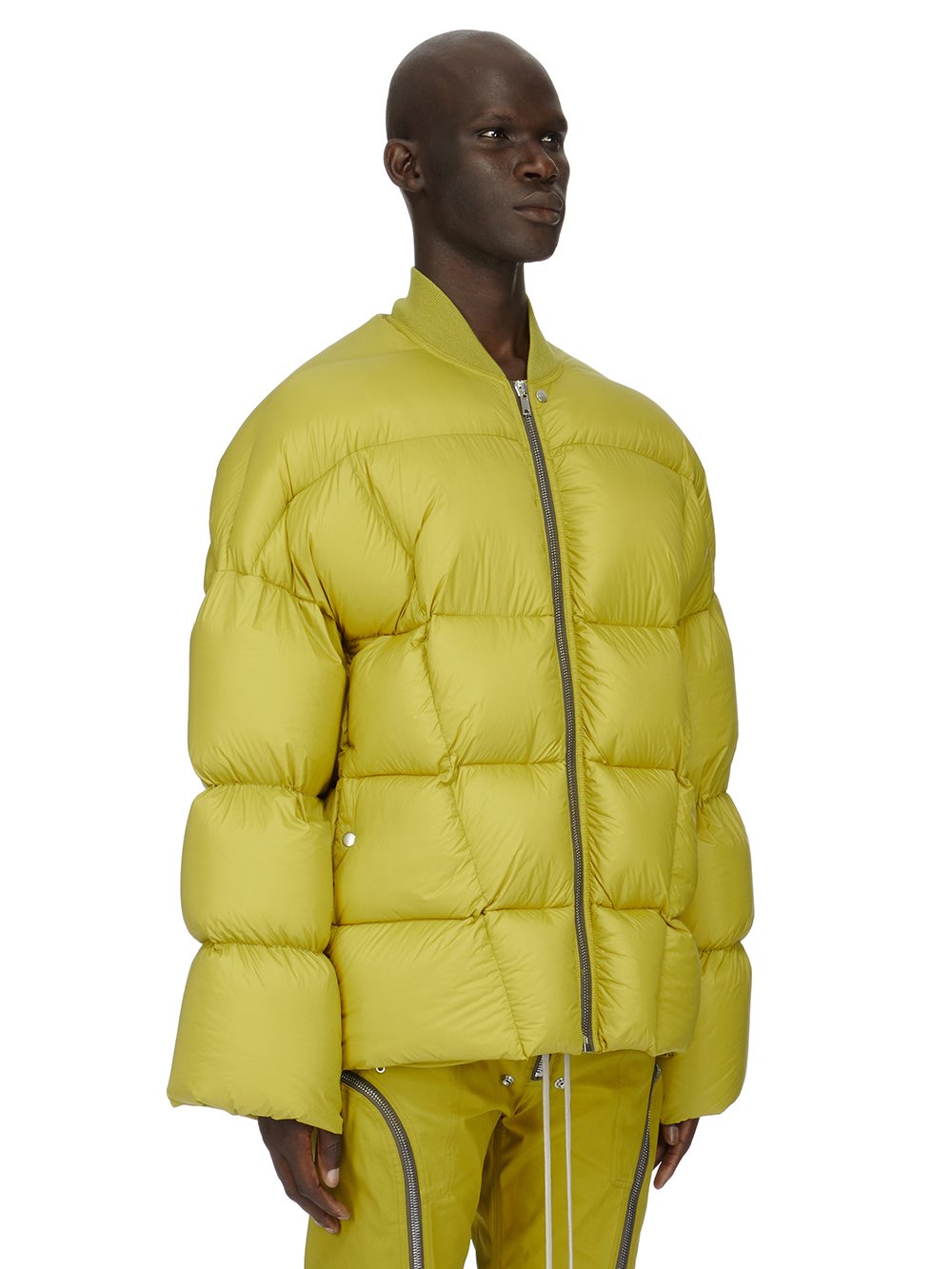 RICK OWENS FW23 LUXOR FLIGHT JKT IN ACID YELLOW RECYCLED NYLON