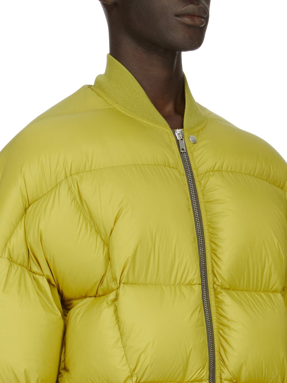 RICK OWENS FW23 LUXOR FLIGHT JKT IN ACID YELLOW RECYCLED NYLON