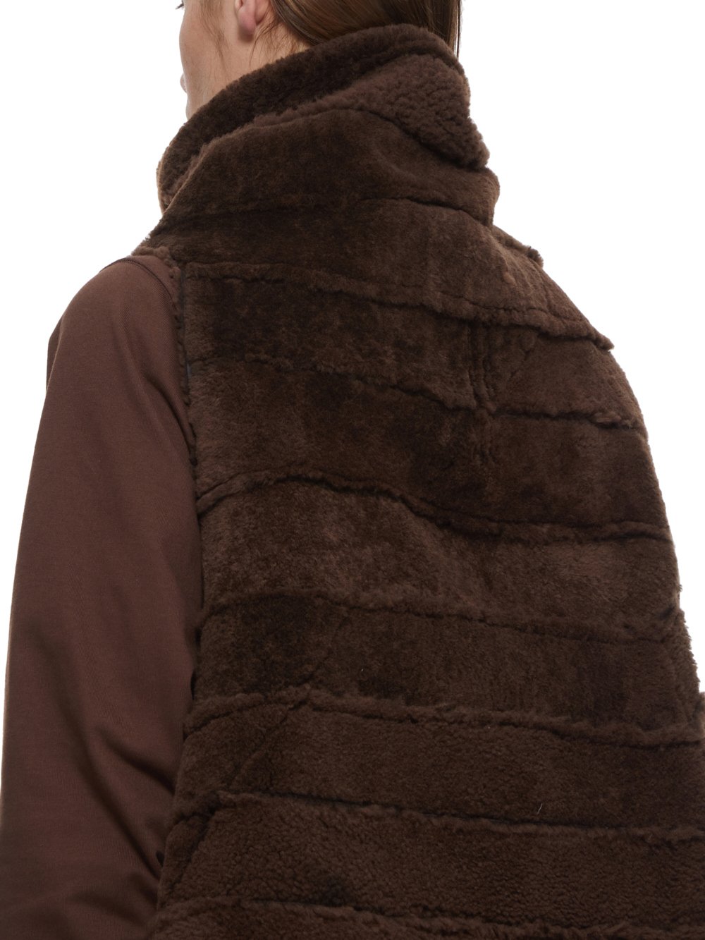 RICK OWENS FW23 LUXOR GLEAM VEST IN BROWN BUTTER LAMB SHEARLING RADIANCE