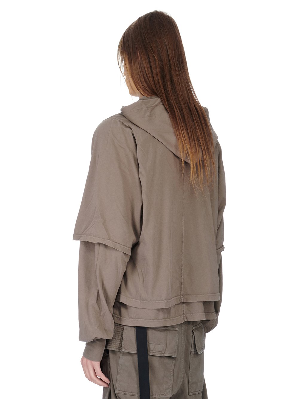 RICK OWENS FW23 LUXOR HUSTLER HOODIE IN DUST MEDIUM WEIGHT COTTON JERSEY 