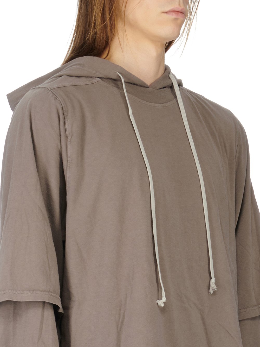 RICK OWENS FW23 LUXOR HUSTLER HOODIE IN DUST MEDIUM WEIGHT COTTON JERSEY 