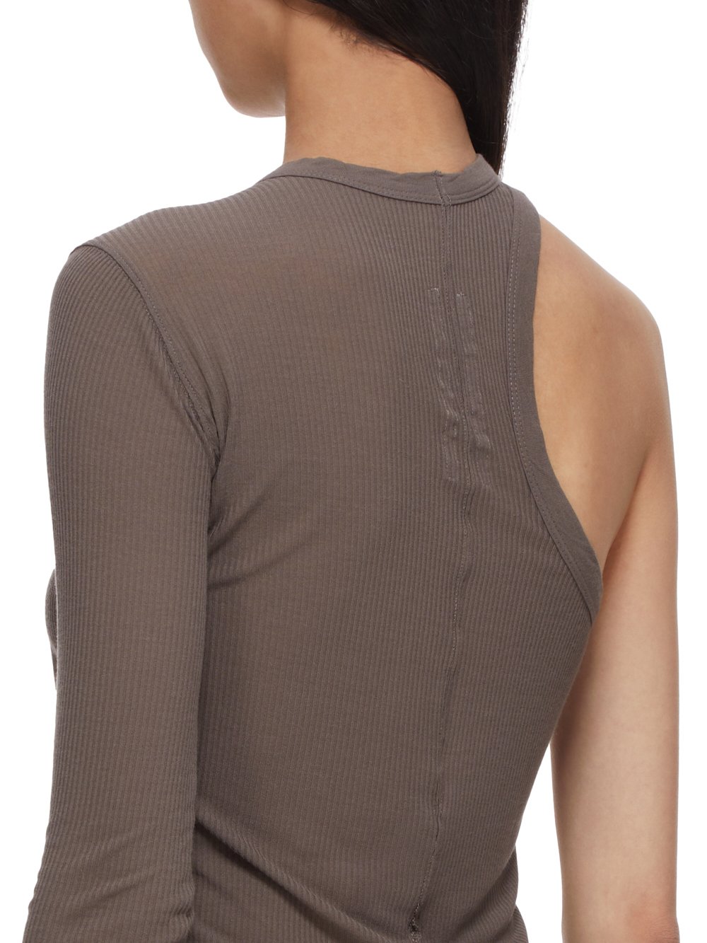 RICK OWENS FW23 LUXOR BANANA LS T IN DUST VISCOSE SILK RIB JERSEY