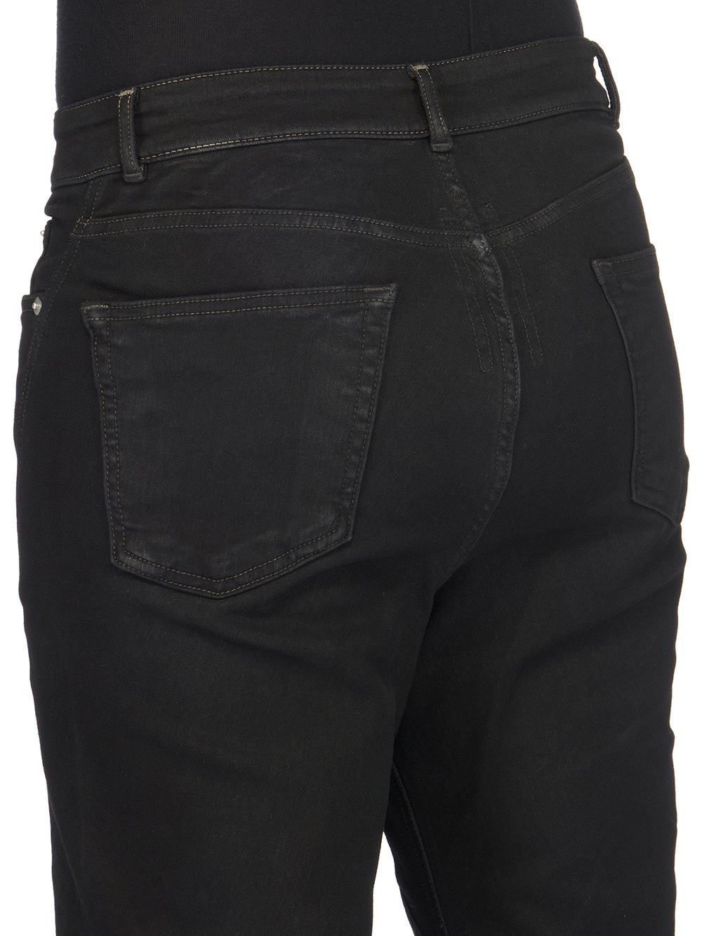 RICK OWENS FW23 LUXOR BIAS BOOTCUT IN BLACKETY BLACK STRETCH DENIM 