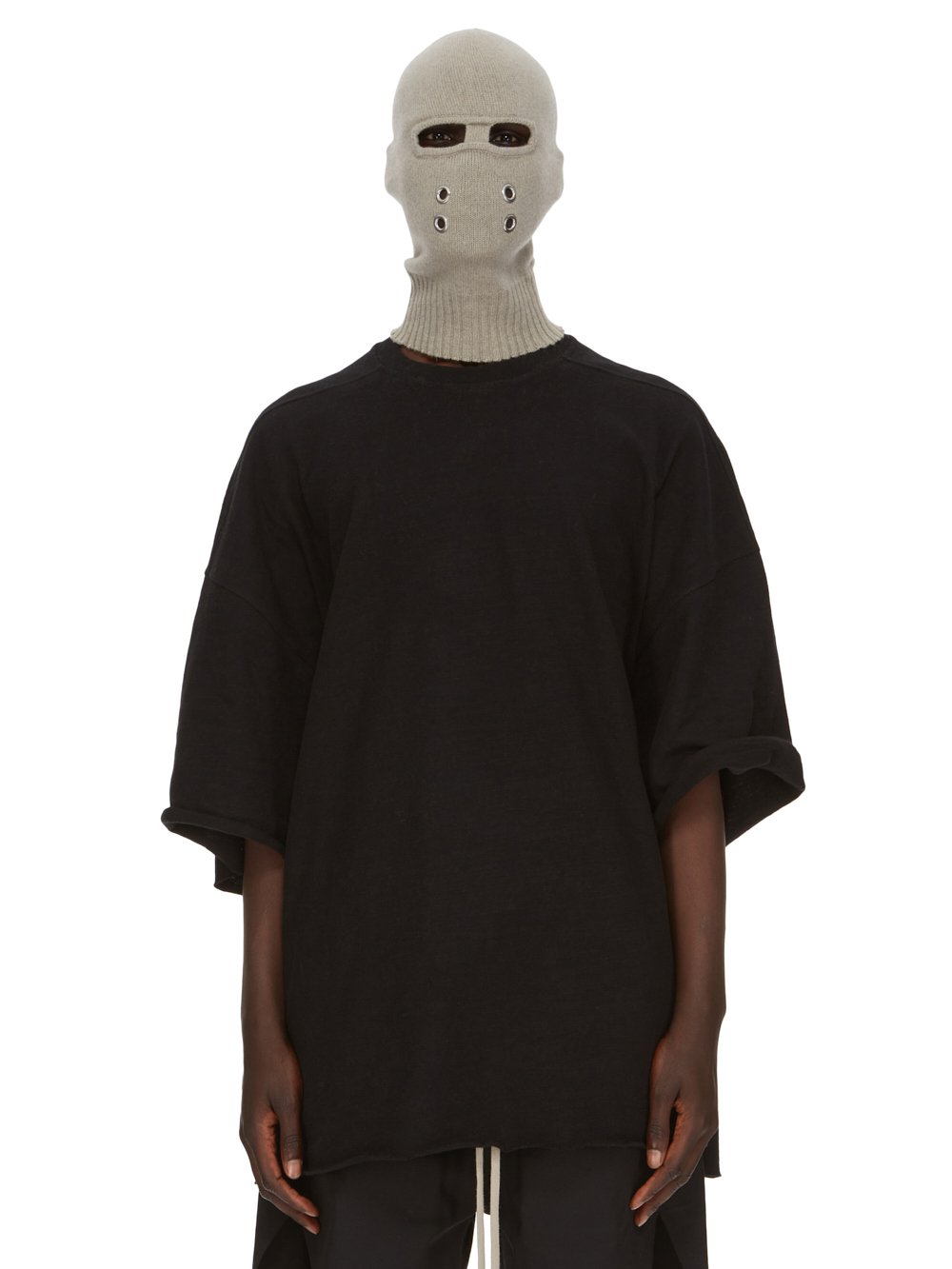 RICK OWENS FW23 LUXOR GIMP BALACLAVA IN PEARL RECYCLED CASHMERE KNIT