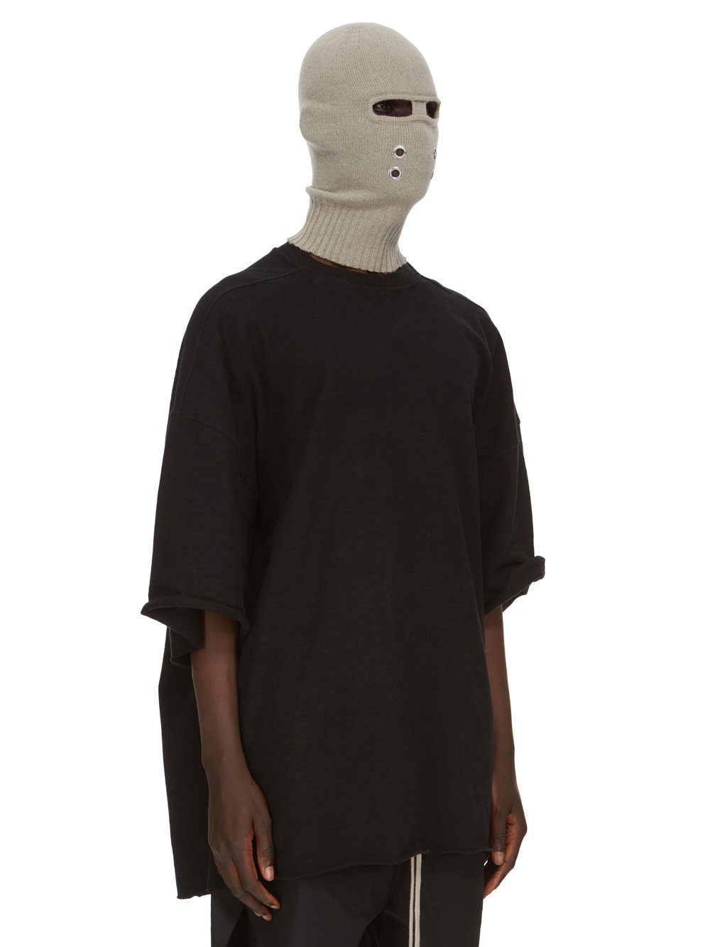 RICK OWENS FW23 LUXOR GIMP BALACLAVA IN PEARL RECYCLED CASHMERE KNIT