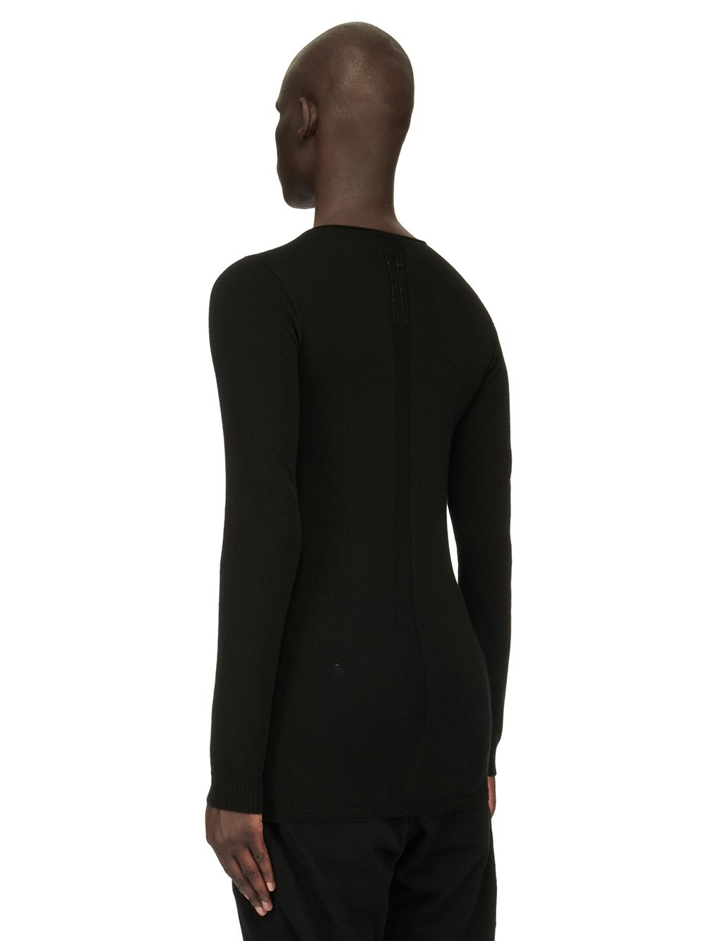 RICK OWENS FW23 LUXOR ROUND NECK IN BLACK LIGHTWEIGHT RASATO KNIT