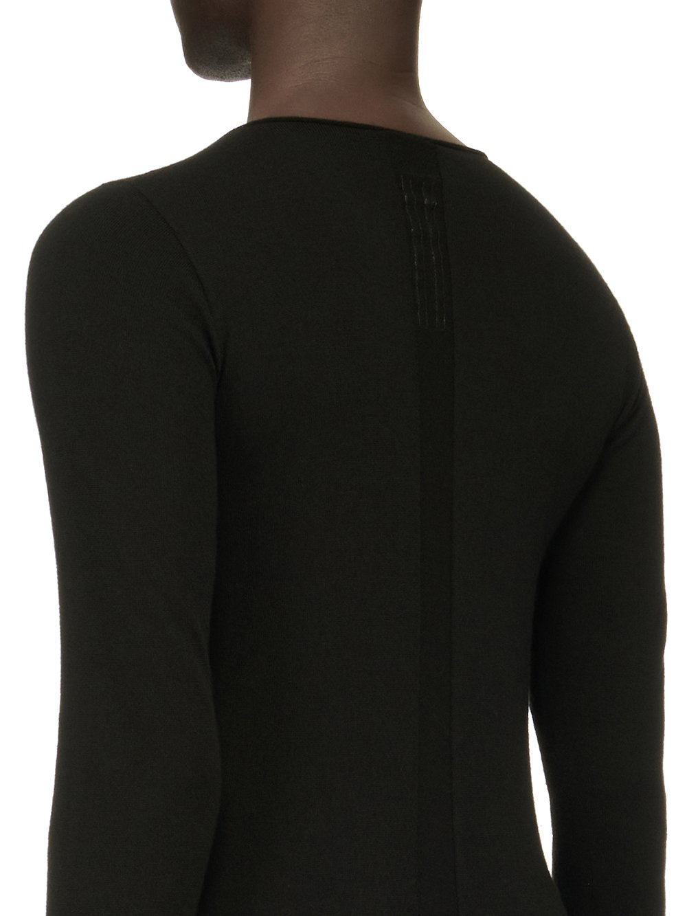 RICK OWENS FW23 LUXOR ROUND NECK IN BLACK LIGHTWEIGHT RASATO KNIT