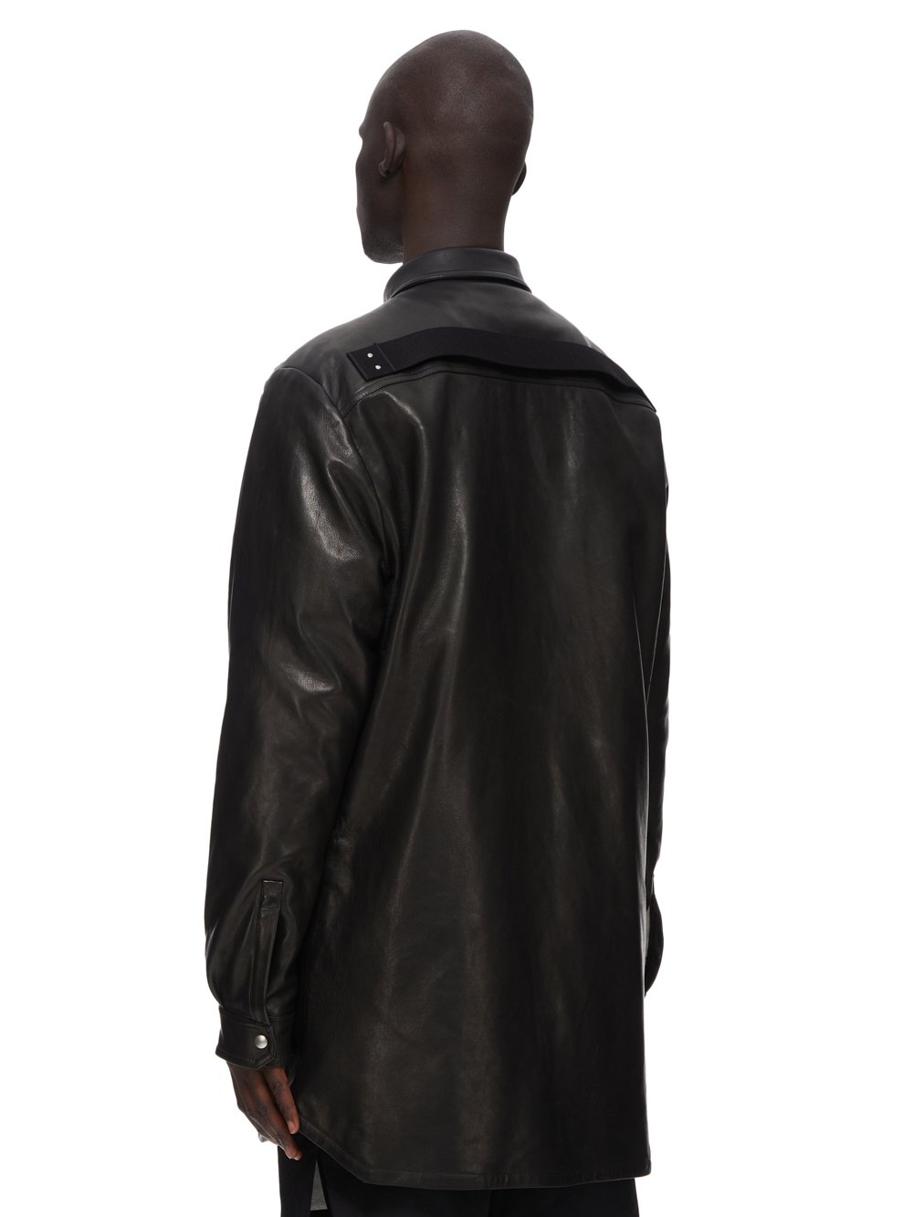 RICK OWENS FW23 LUXOR JUMBO FOGPOCKET OUTERSHIRT IN BLACK VEG NAPPA LAMB