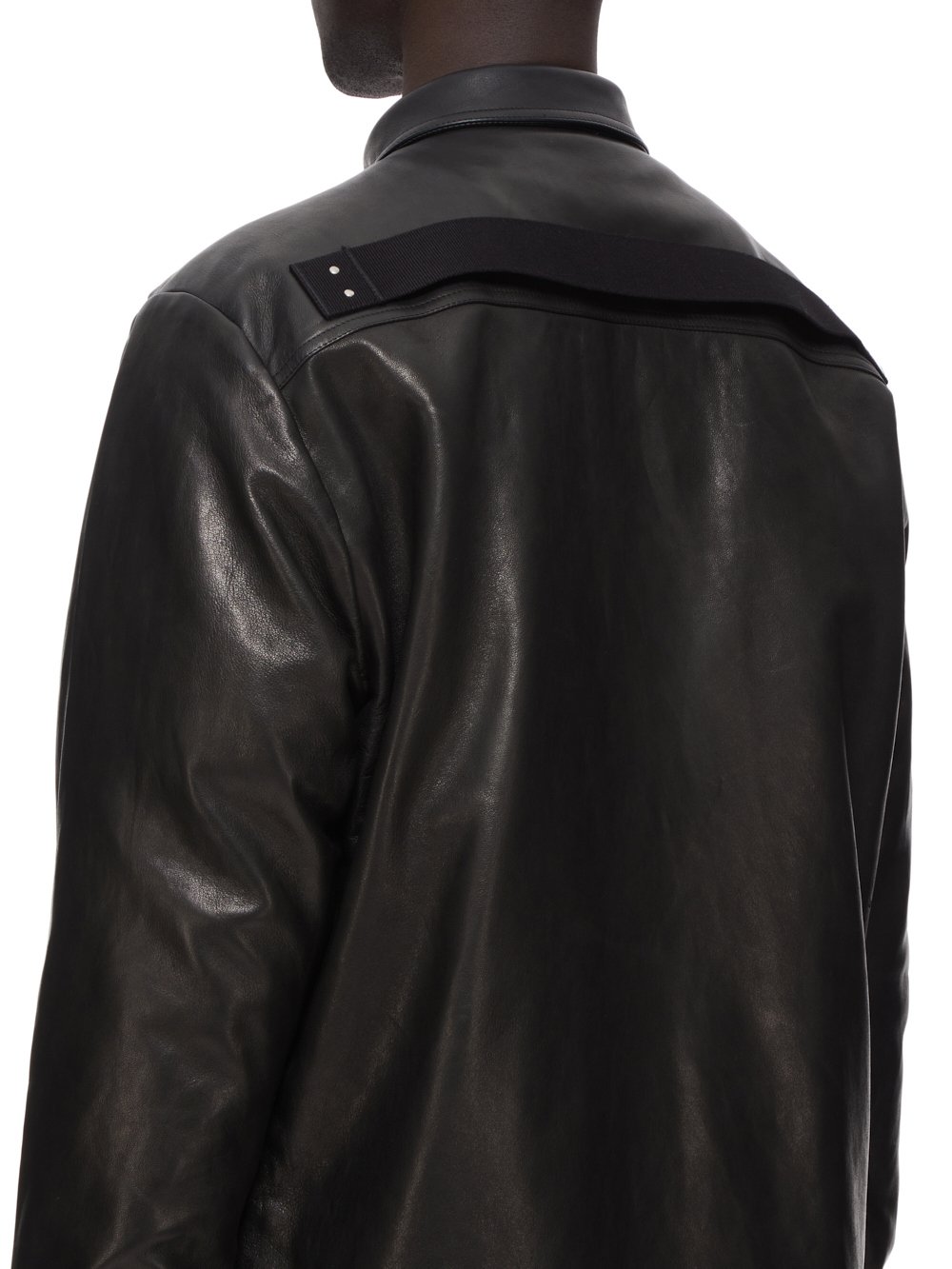 RICK OWENS FW23 LUXOR JUMBO FOGPOCKET OUTERSHIRT IN BLACK VEG NAPPA LAMB