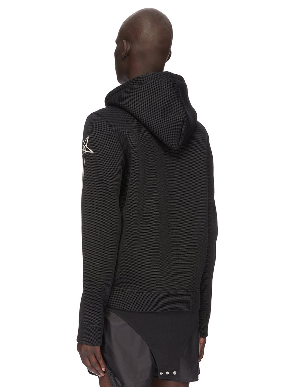 CHAMPION X RICK OWENS JASON'S HOODIE IN BLACK RECYCLED 3D MESH