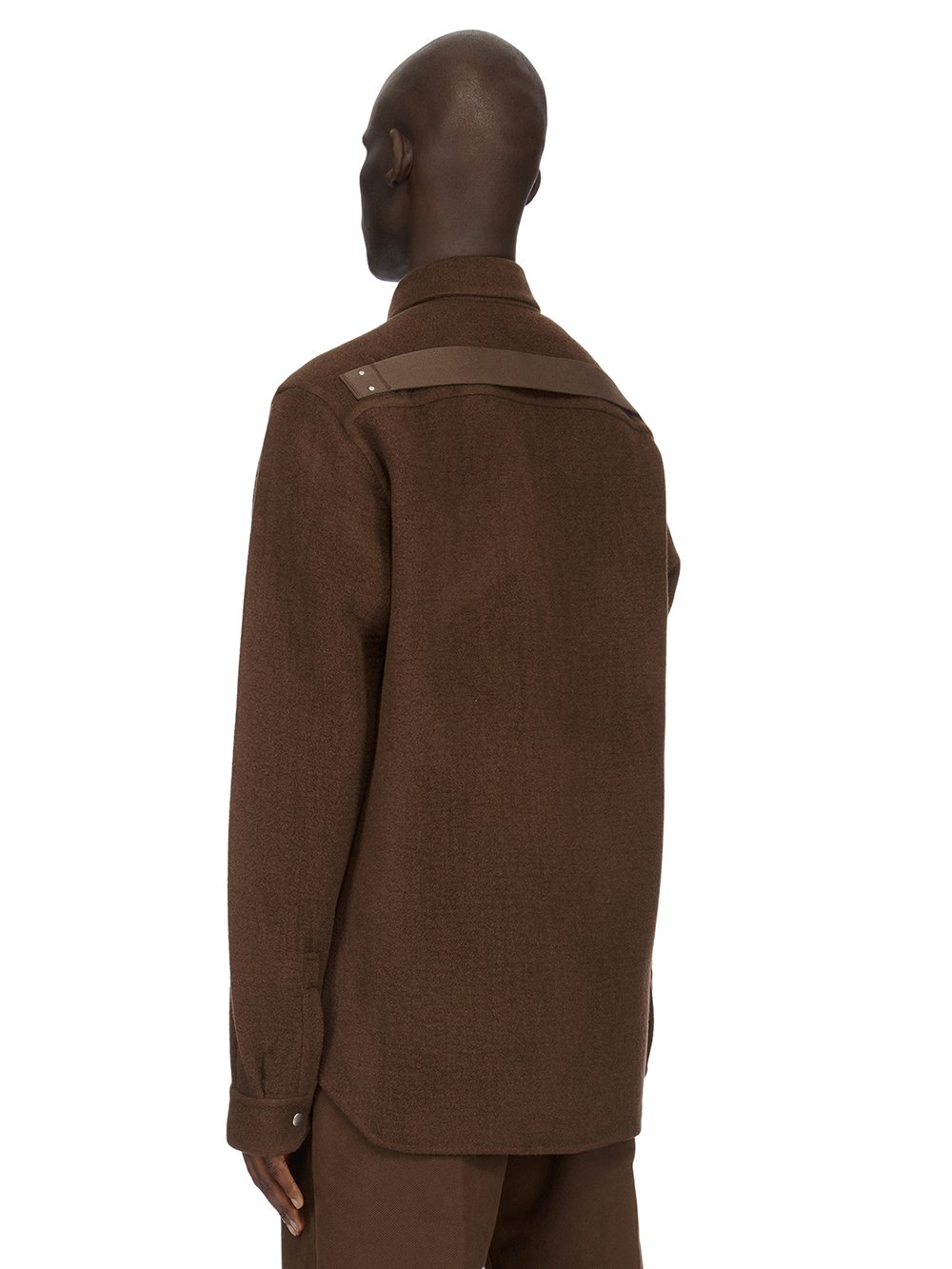 RICK OWENS FW23 LUXOR OUTERSHIRT IN BROWN DOUBLE CASHMERE