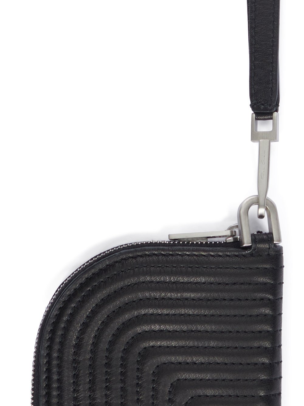 RICK OWENS FW23 LUXOR NECKWALLET IN BLACK SOFT GRAIN COW LEATHER