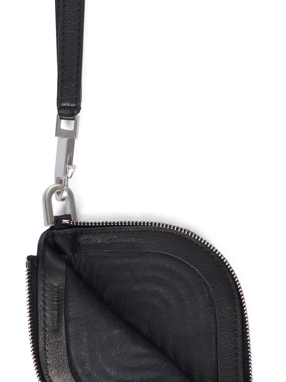 RICK OWENS FW23 LUXOR NECKWALLET IN BLACK SOFT GRAIN COW LEATHER