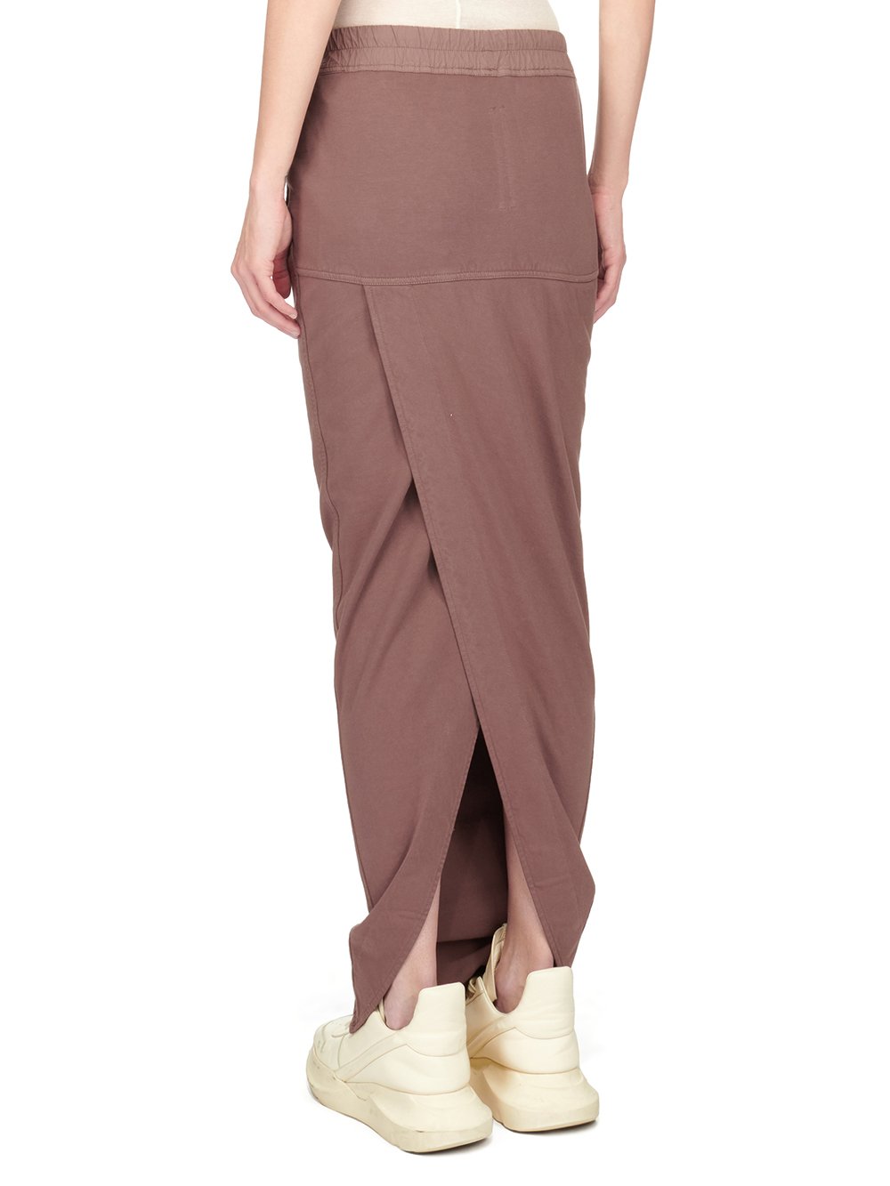 RICK OWENS FW23 LUXOR PULL ON PILLAR SKIRT IN MAUVE COMPACT HEAVY COTTON JERSEY