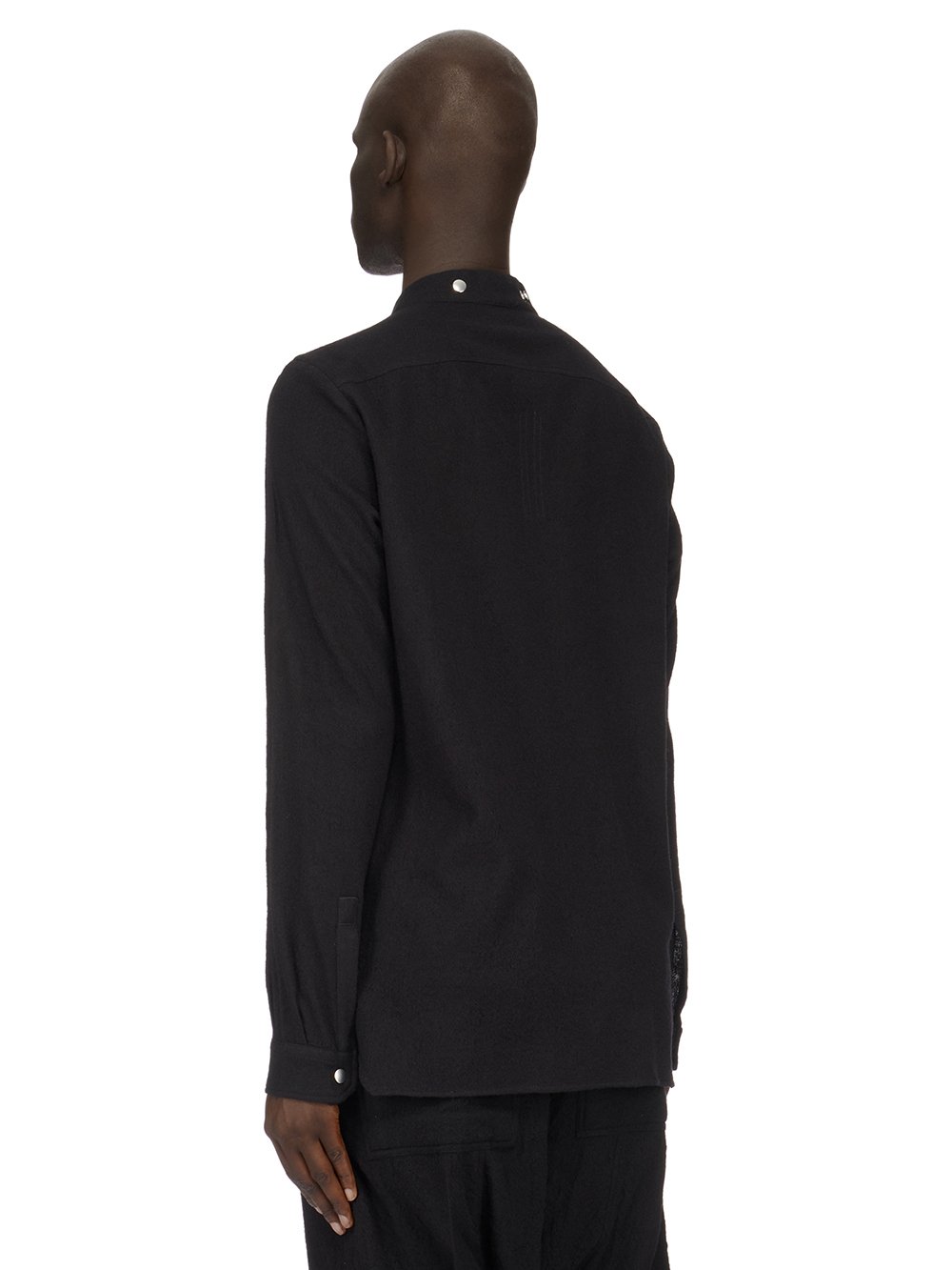 RICK OWENS FW23 LUXOR FOGPOCKET SHIRT LARRY  IN  BLACK SOFT WOOL FLANNEL