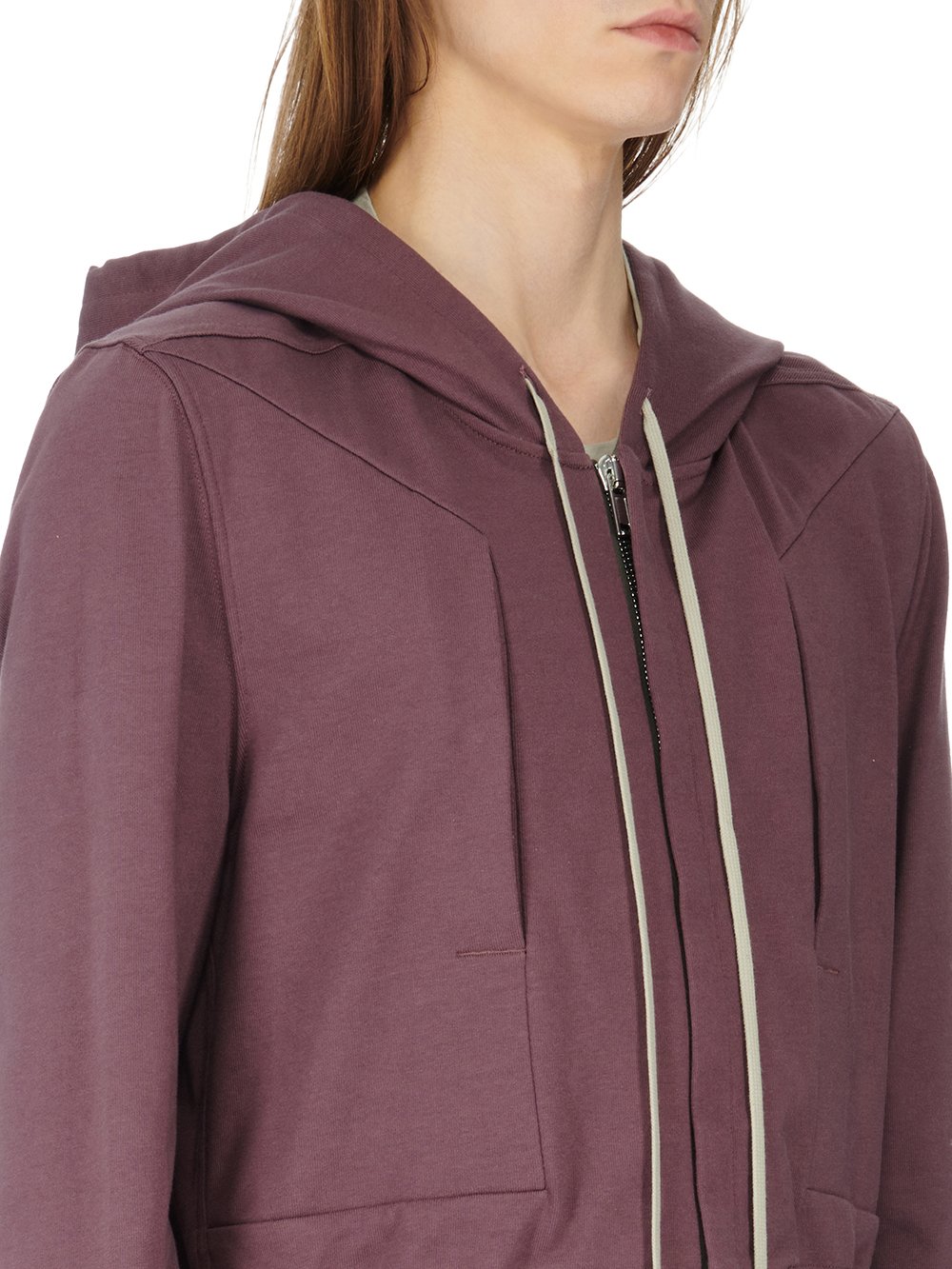 RICK OWENS FW23 LUXOR EDFU HOODED JKT IN AMETHYST HEAVY JERSEY