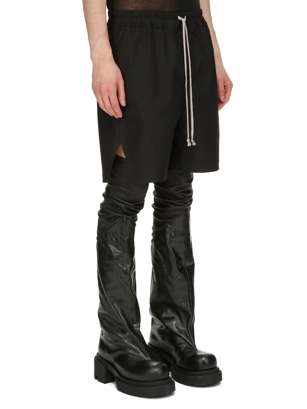 RICK OWENS FW23 LUXOR BOXERS IN BLACK HEAVY COTTON POPLIN