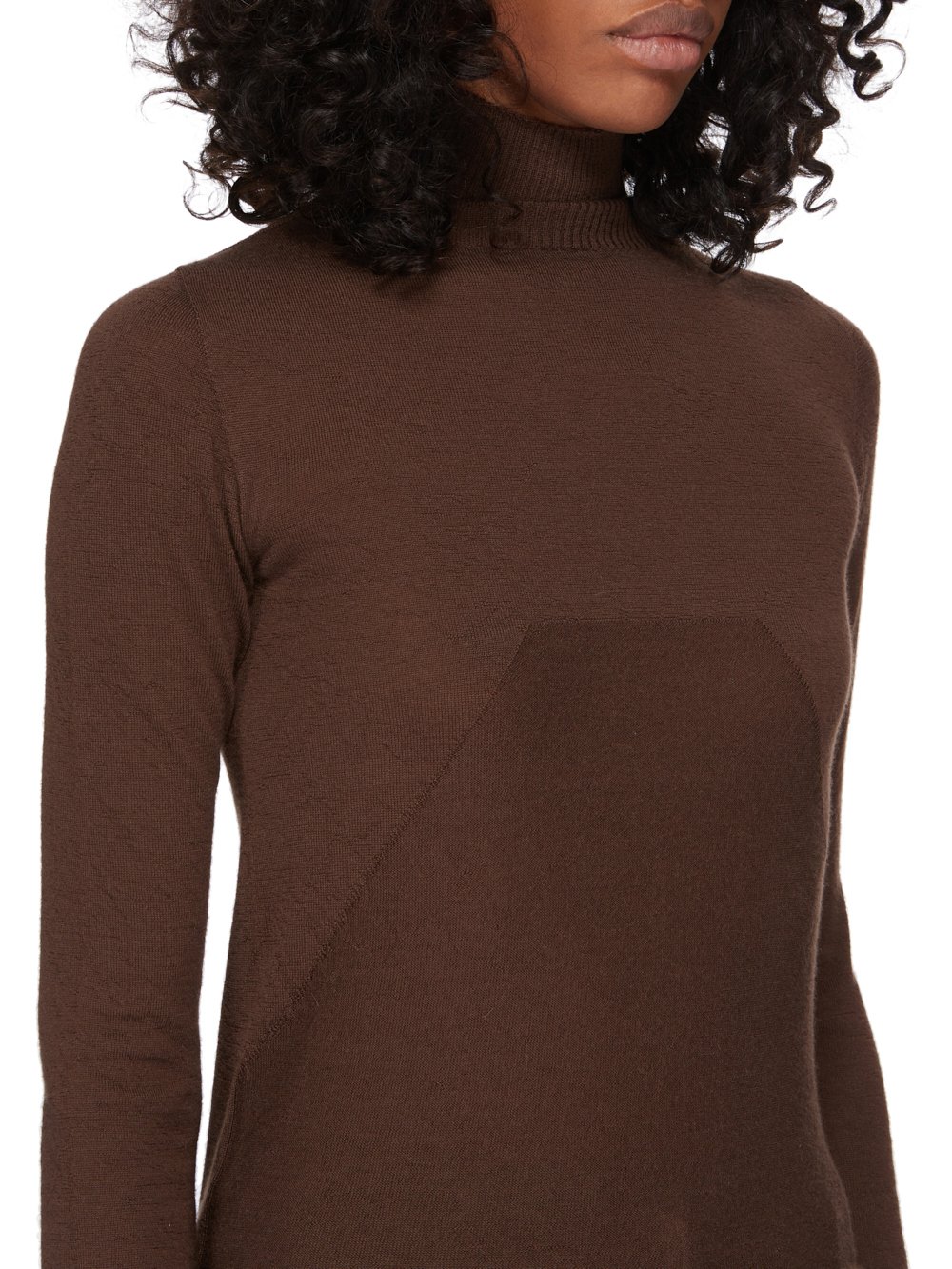 RICK OWENS FW23 LUXOR COLUMN LUPETTO IN BROWN LIGHTWEIGHT RASATO KNIT