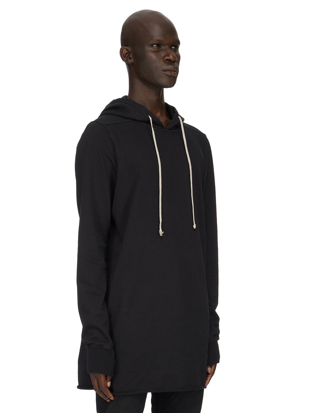 DRKSHDW FW23 LUXOR PULLOVER HOODIE IN BLACK COMPACT HEAVY COTTON JERSEY