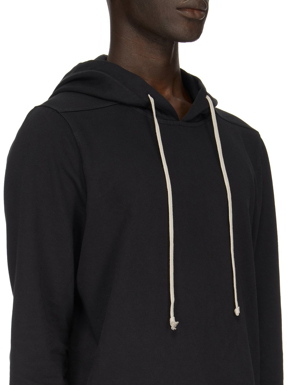 DRKSHDW FW23 LUXOR PULLOVER HOODIE IN BLACK COMPACT HEAVY COTTON JERSEY