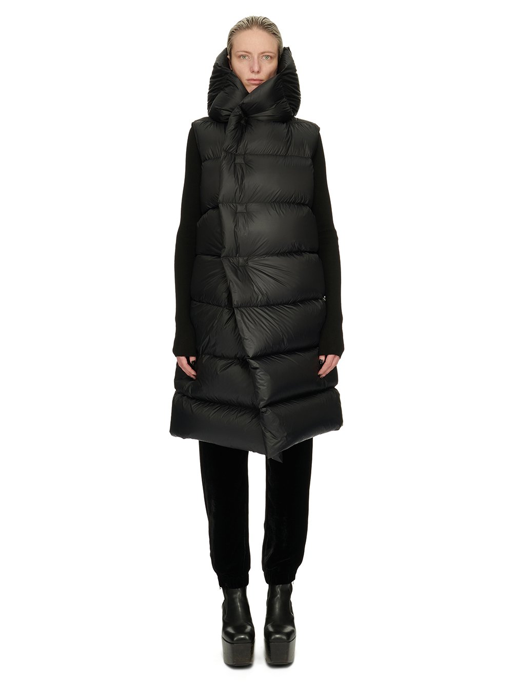 RICK OWENS FW23 LUXOR HOODED LINER IN BLACK RECYCLED NYLON