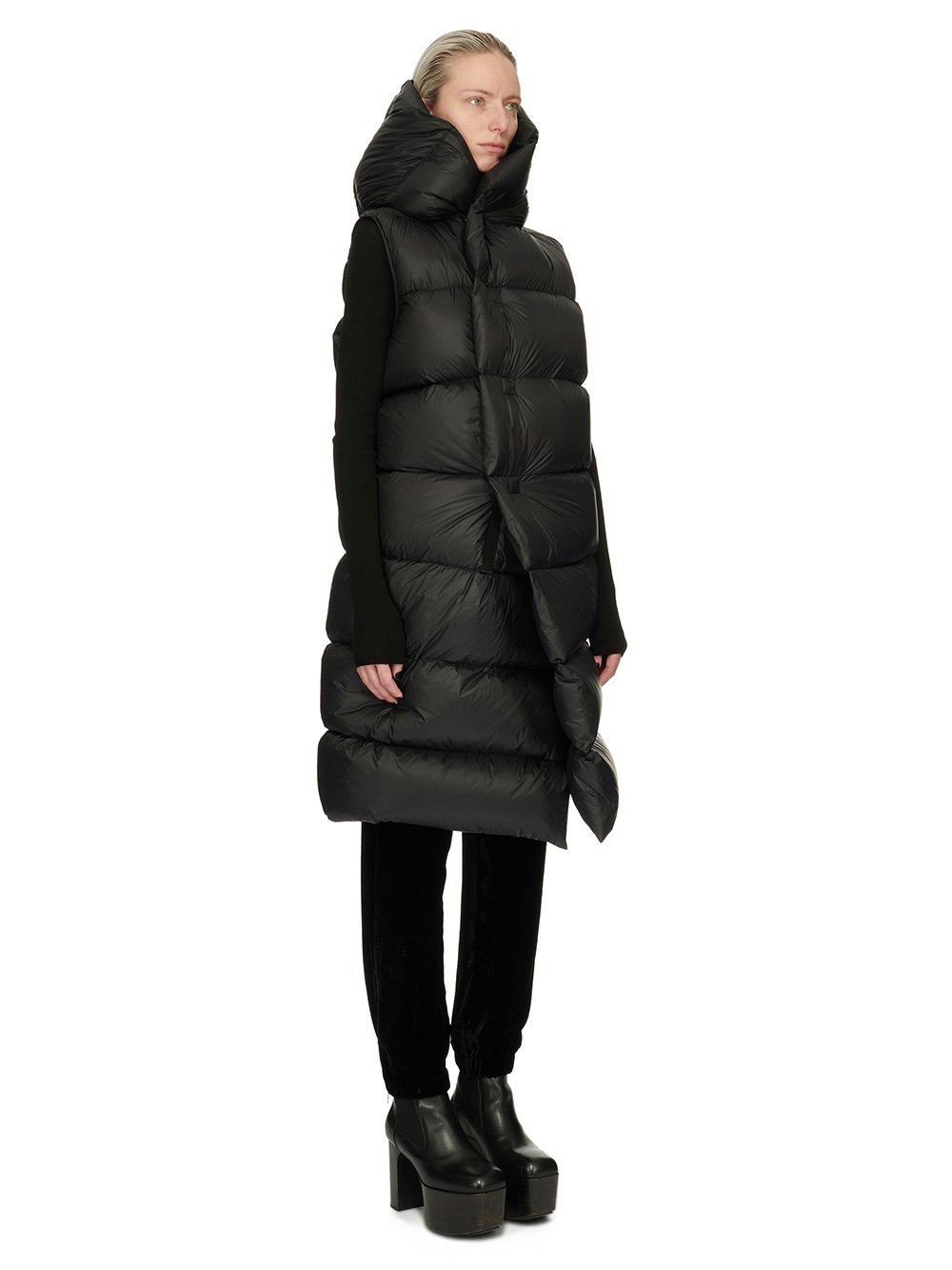 RICK OWENS FW23 LUXOR HOODED LINER IN BLACK RECYCLED NYLON