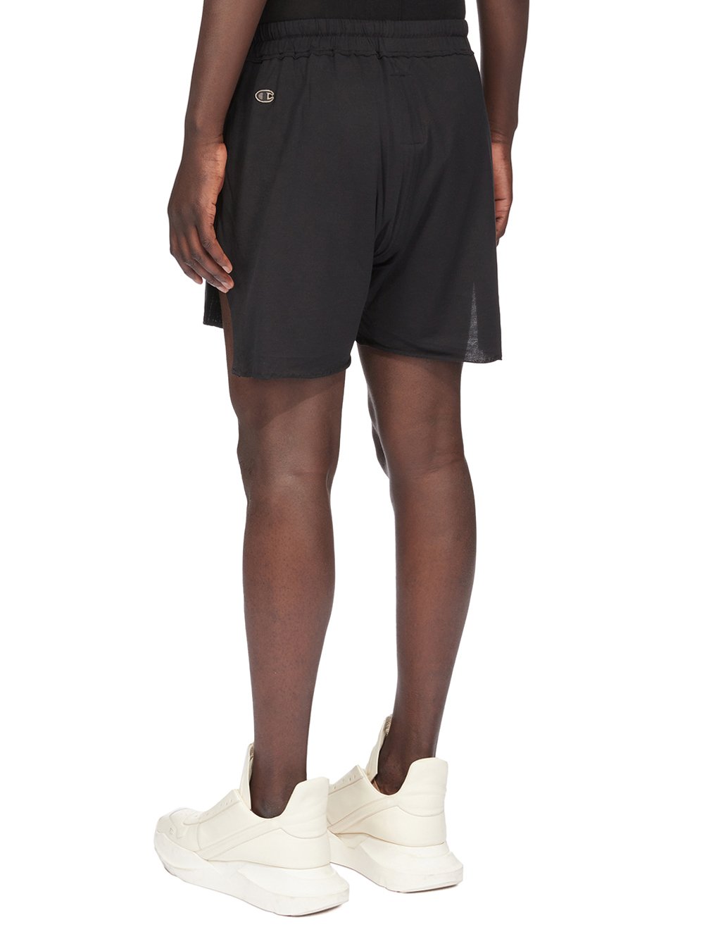 CHAMPION X RICK OWENS DOLPHIN BOXERS IN BLACK MEDIUM WEIGHT COTTON JERSEY 