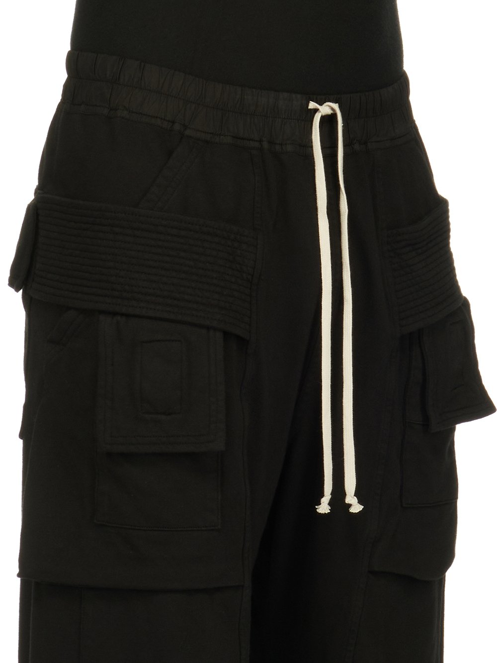 DRKSHDW FW23 LUXOR CREATCH CARGO DRAWSTRING IN BLACK COMPACT HEAVY COTTON JERSEY