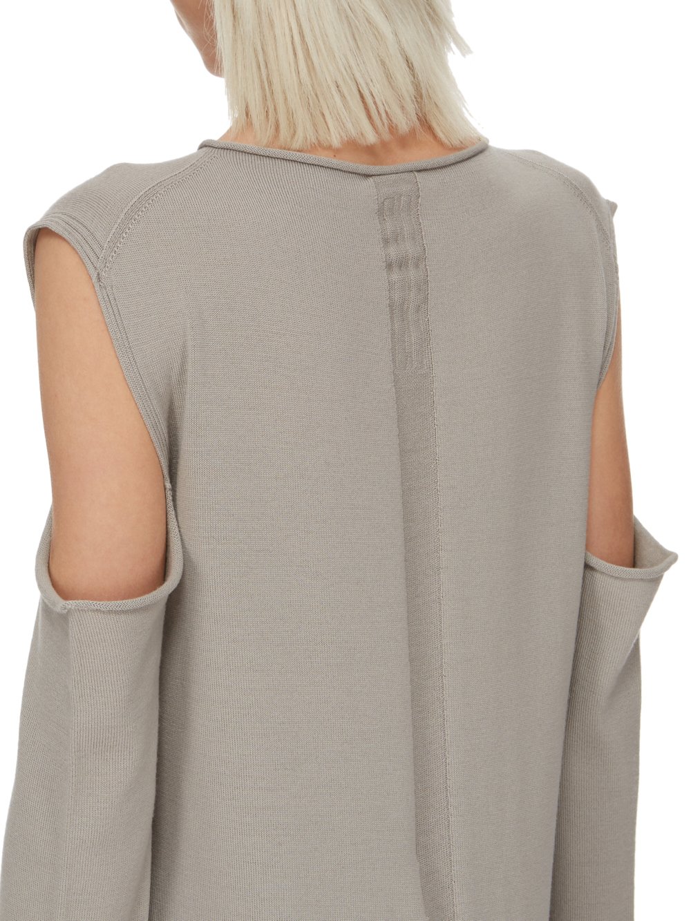 RICK OWENS FW23 LUXOR CAPE SLEEVE KNIT IN PEARL LIGHTWEIGHT RASATO KNIT