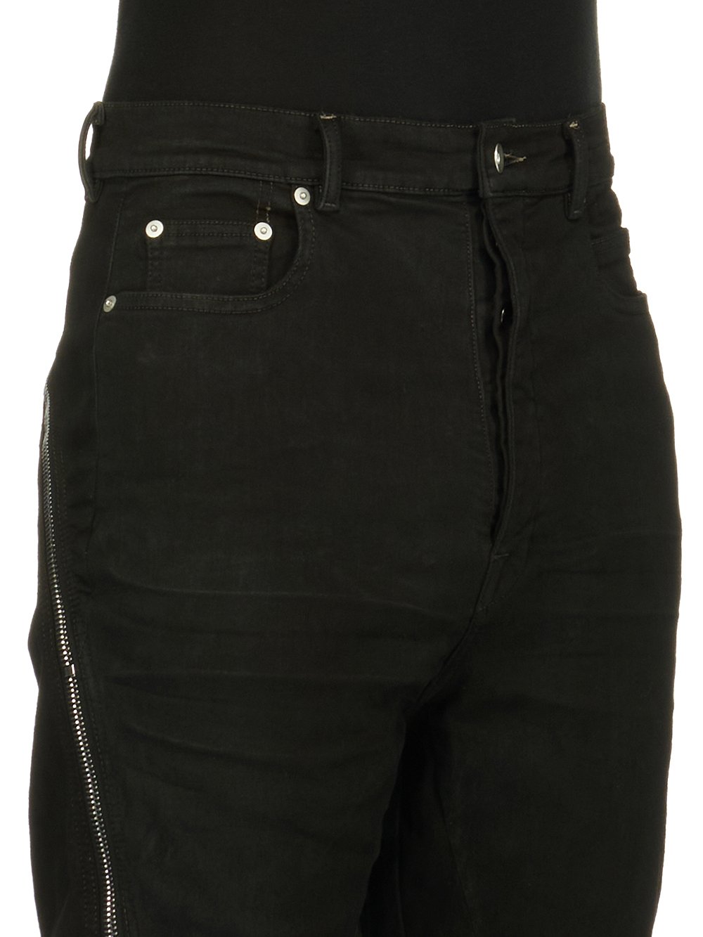 DRKSHDW FW23 LUXOR BOLAN BANANA IN BLACKETY BLACK STRETCH DENIM 