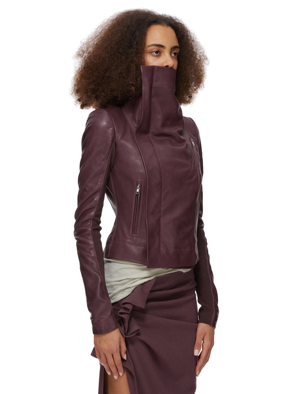 RICK OWENS FW23 LUXOR CLASSIC BIKER IN AMETHYST VEG NAPPA LAMB