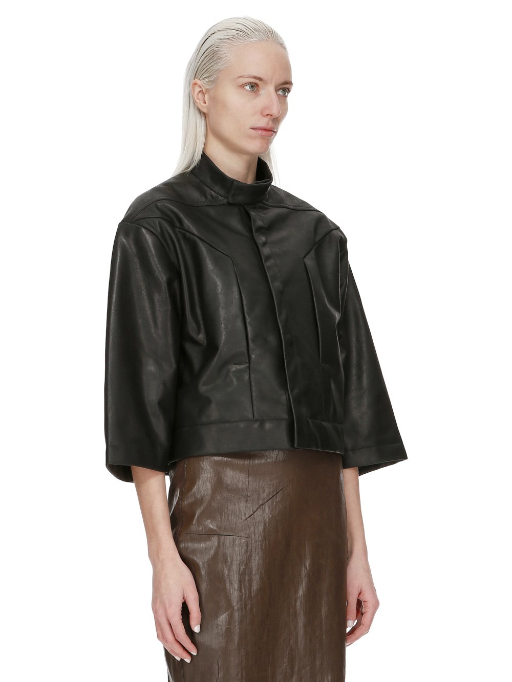 RICK OWENS FW23 LUXOR EDFU MAGNUM CROPPED IN BLACK RAVENNA CALF LEATHER