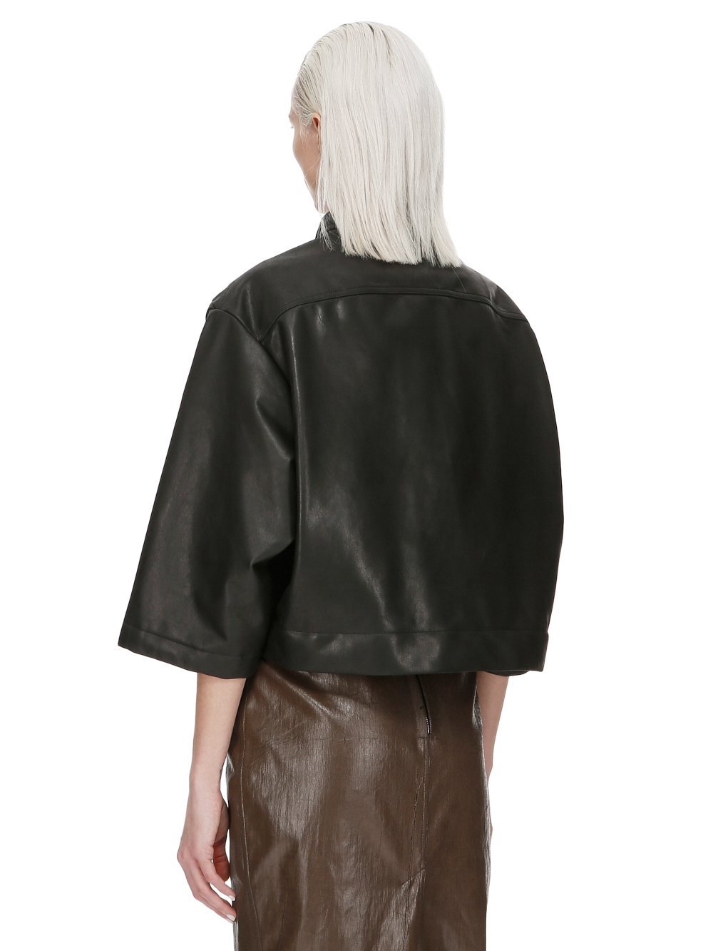 RICK OWENS FW23 LUXOR EDFU MAGNUM CROPPED IN BLACK RAVENNA CALF LEATHER