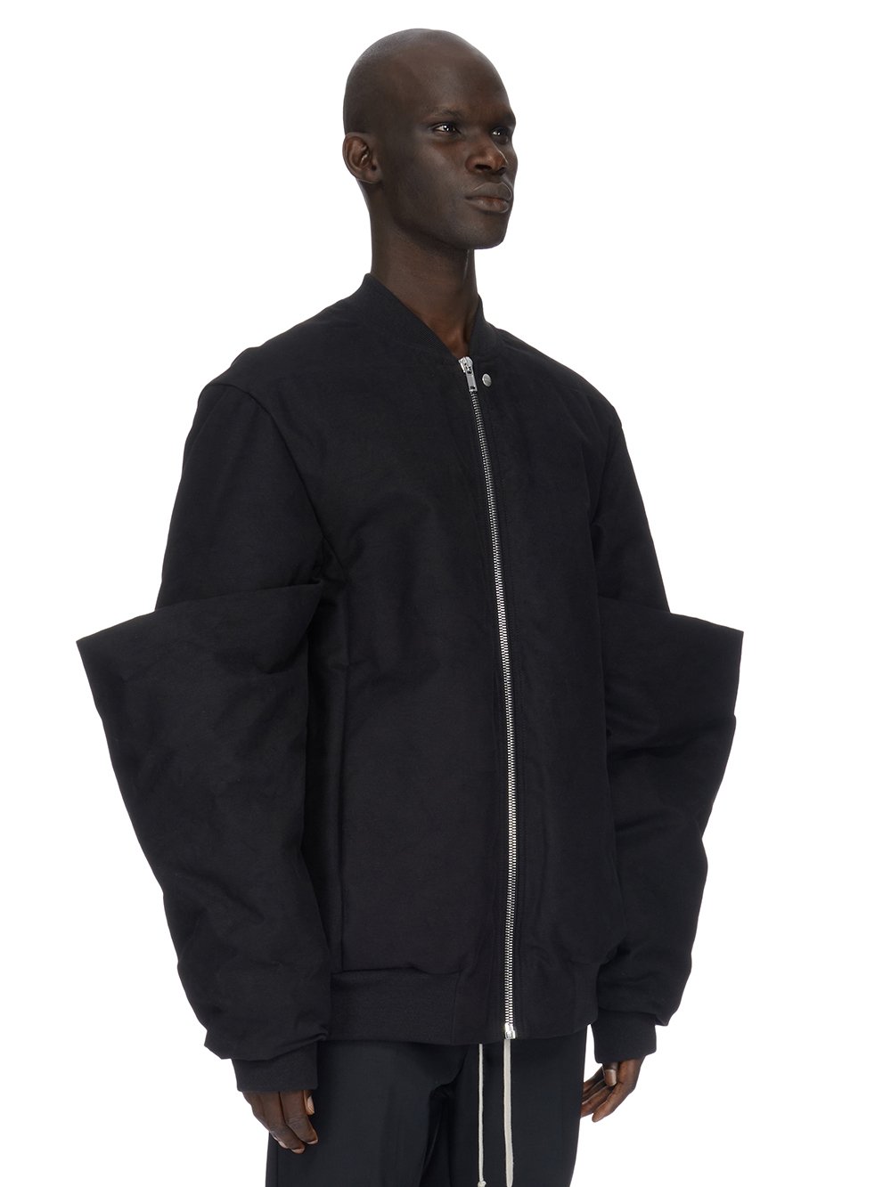 RICK OWENS FW23 LUXOR EASY GAUNTLET BOMBER IN BLACK HEAVY MOLESKIN