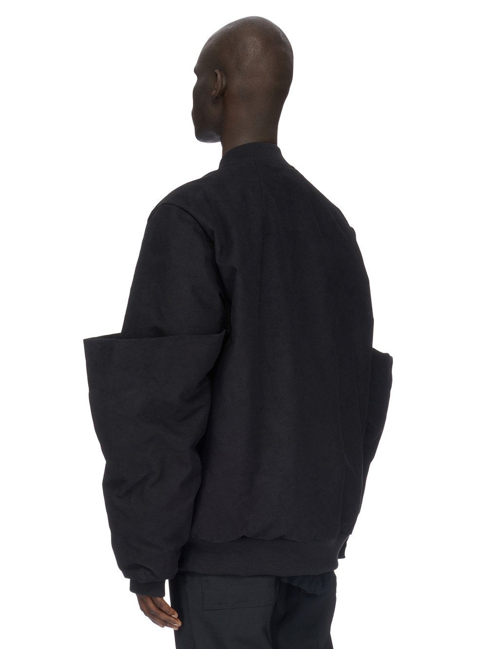 RICK OWENS FW23 LUXOR EASY GAUNTLET BOMBER IN BLACK HEAVY MOLESKIN