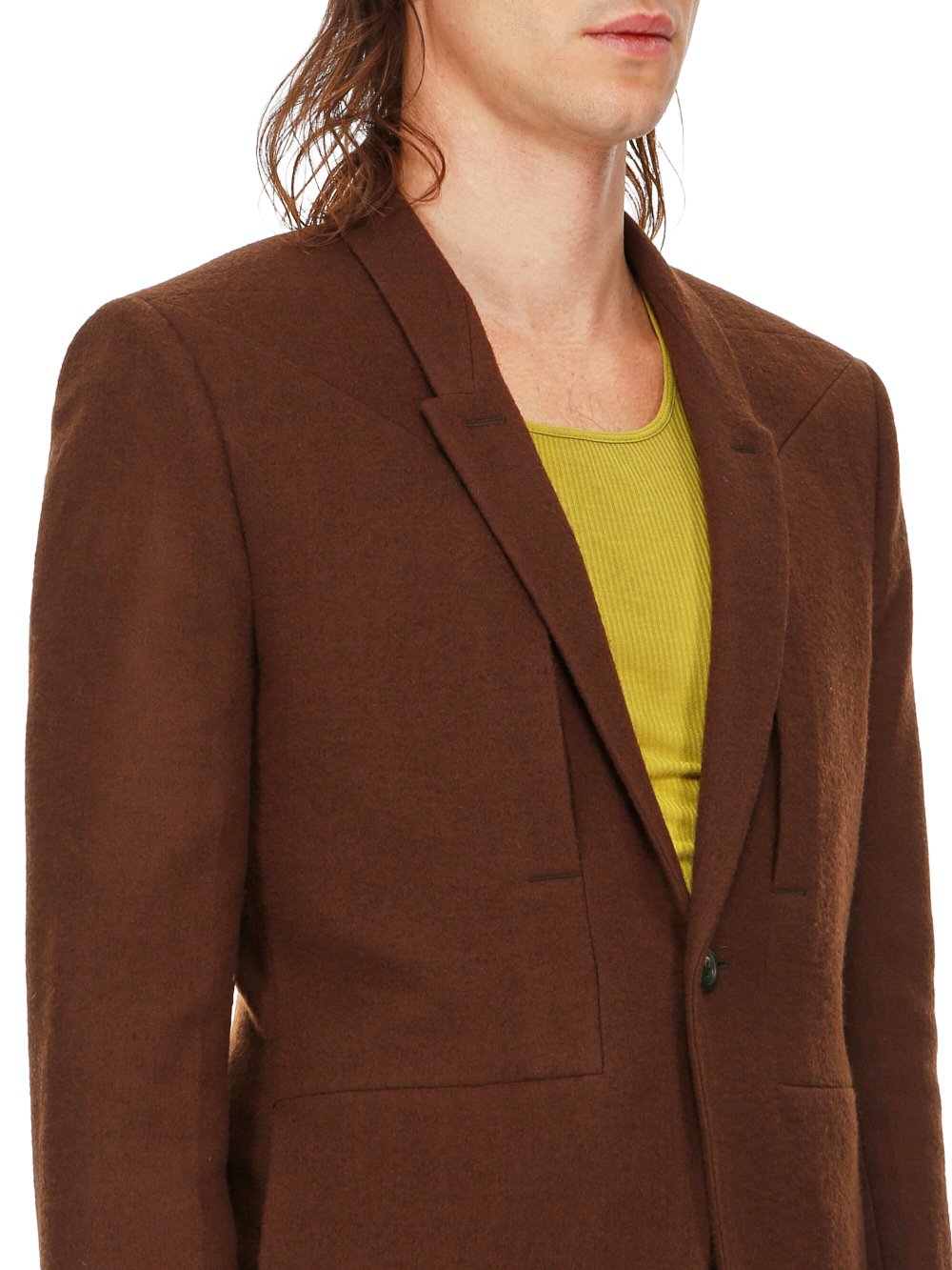 RICK OWENS FW23 LUXOR SOFT SOFT BLAZER IN BROWN SOFT WOOL FLANNEL