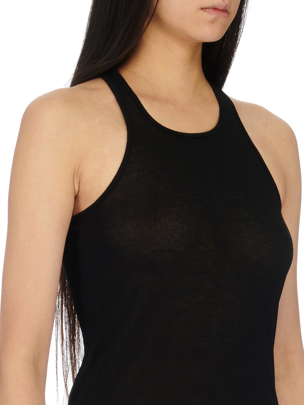 RICK OWENS FW23 LUXOR RUNWAY BASIC RIB TANK IN VISCOSE SILK RIB JERSEY