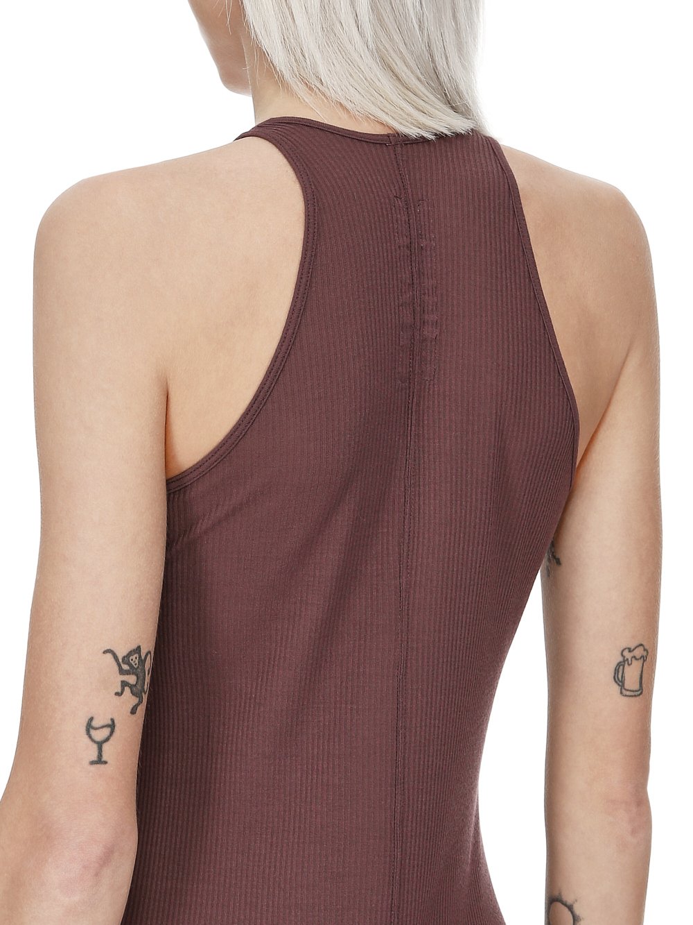 RICK OWENS FW23 LUXOR KNEE TANK DRESS IN AMETHYST PURPLE VISCOSE SILK RIB JERSEY