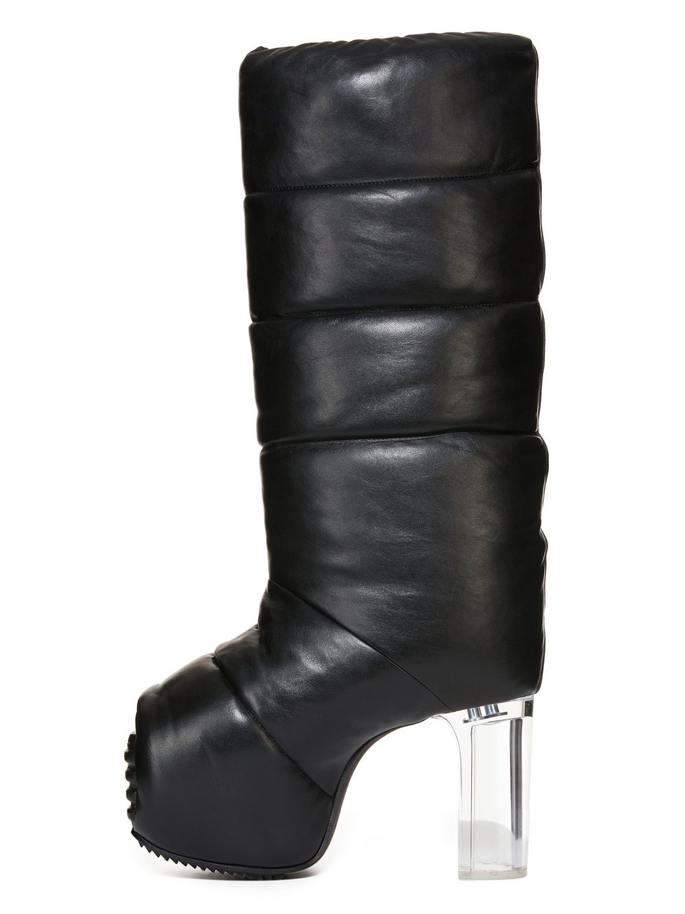 RICK OWENS FW23 LUXOR RUNWAY PADDED PULL ON PLATFORMS 45 IN BLACK VEG NAPPA LAMB