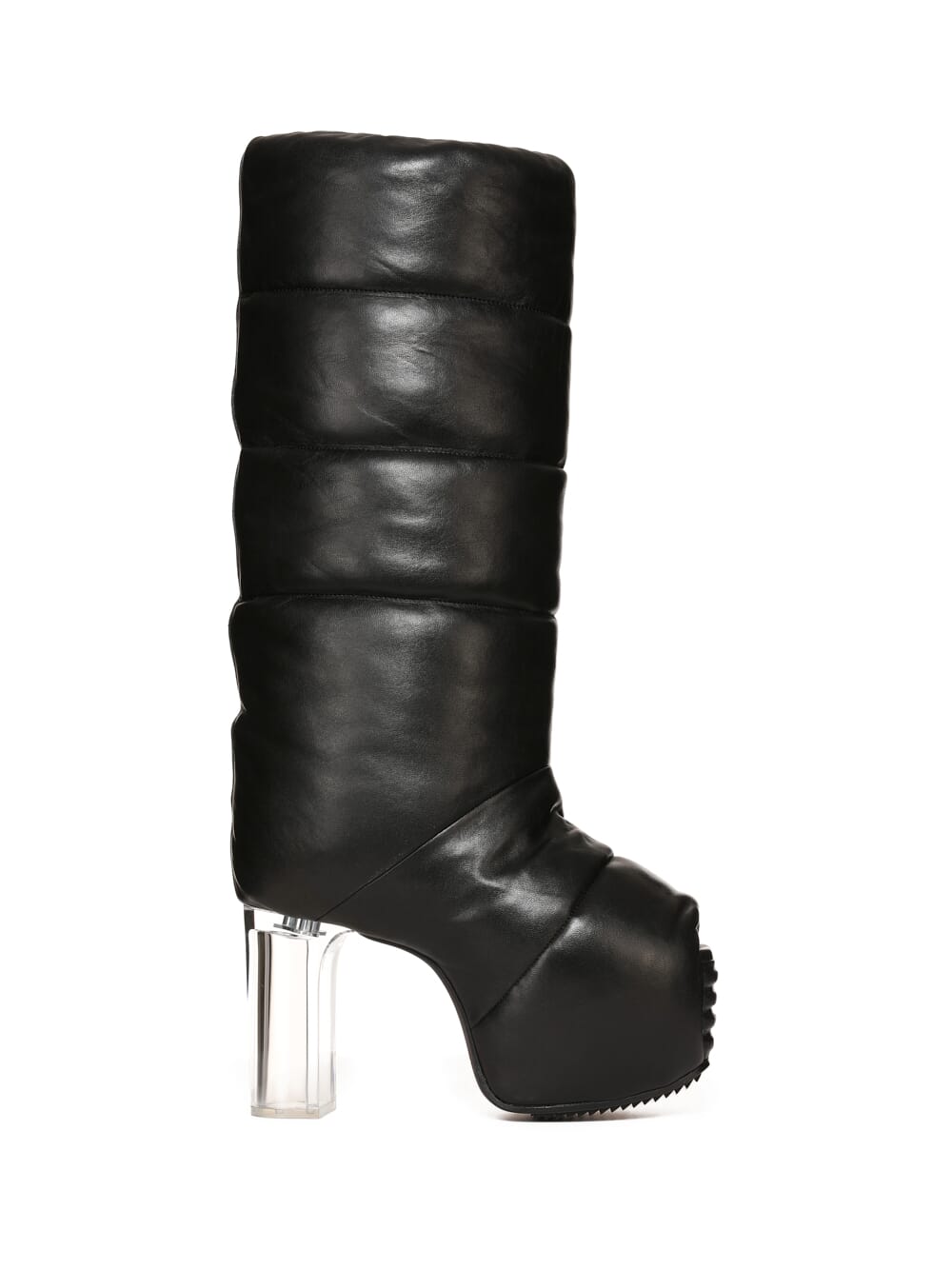 RICK OWENS FW23 LUXOR RUNWAY PADDED PULL ON PLATFORMS 45 IN BLACK VEG NAPPA LAMB