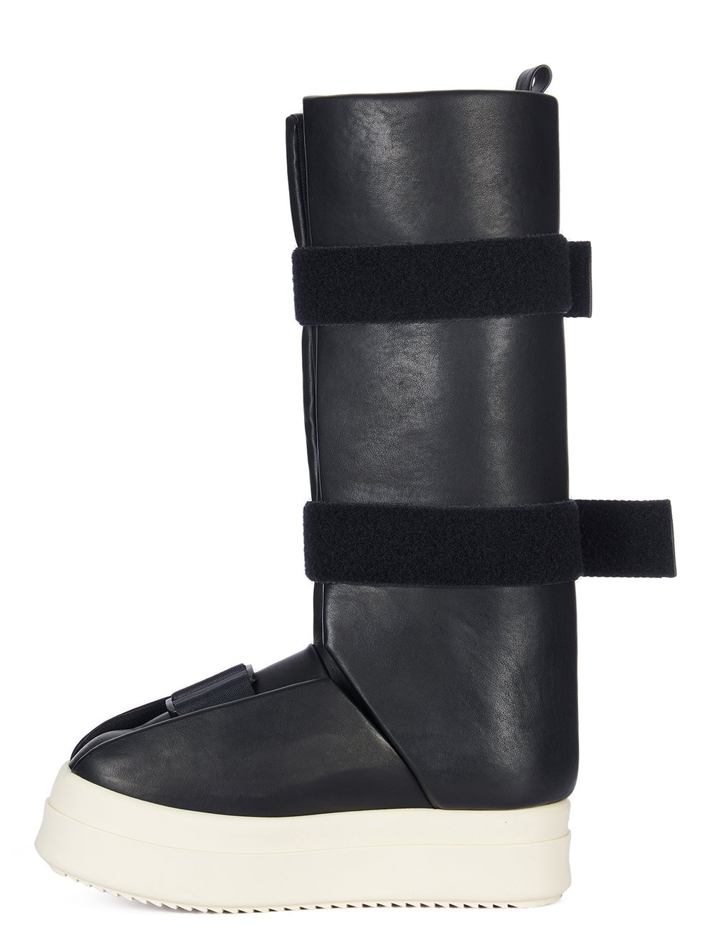 RICK OWENS FW23 LUXOR KNEE HIGH SPLINT SNEAKS IN BLACK AND MILK FULL GRAIN CALF LEATHER