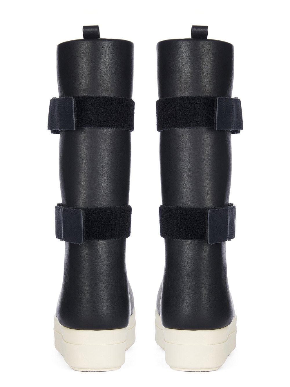 RICK OWENS FW23 LUXOR KNEE HIGH SPLINT SNEAKS IN BLACK AND MILK FULL GRAIN CALF LEATHER