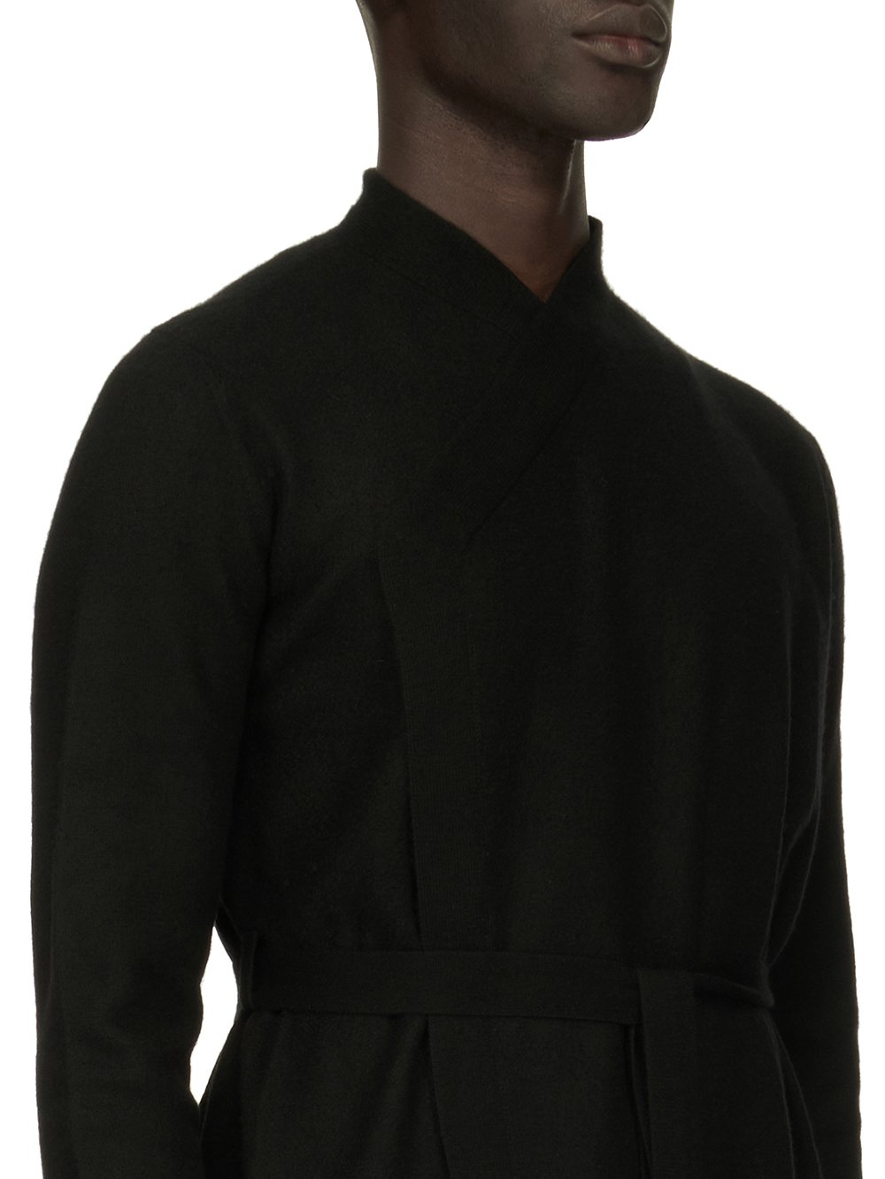 RICK OWENS FOREVER BATHROBE IN BLACK BOILED CASHMERE